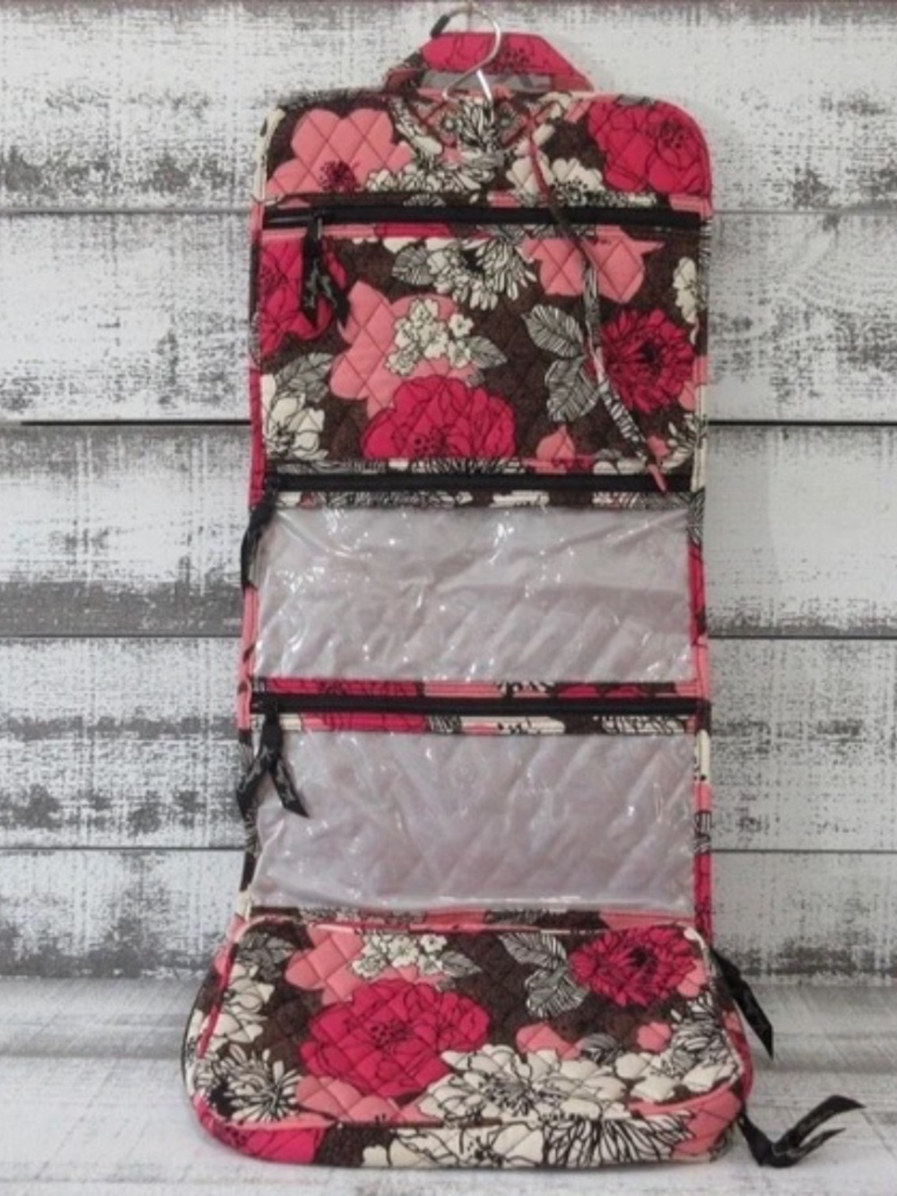 Rare Vera Bradley Mocha Rouge Floral Travel Organizer Bag – Four Compartments, G - Picture 2 of 7